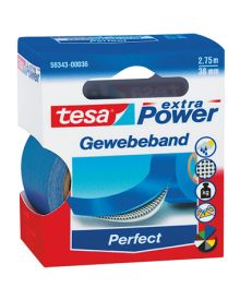 tesa® Gewebeband extra Power® Perfect, 38 mm x 2,75 m (B x L), Einsatz im: Innenbereich, Außenbereich, blau