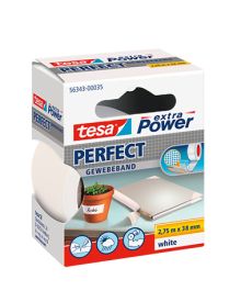 tesa® Gewebeband extra Power® Perfect, 38 mm x 2,75 m (B x L), Einsatz im: Innenbereich, Außenbereich, weiß