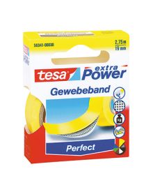 tesa® Gewebeband extra Power® Perfect, 19 mm x 2,75 m (B x L), Einsatz im: Innenbereich, Außenbereich, gelb