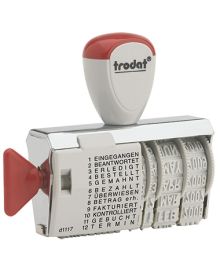 trodat® Wortbandstempel Classic 1117, 12 Texte, Datumsformat: Monat in Buchstaben, Stempelfläche: 54 x 4 mm (B x H), Metall, Kunststoff, silber-lichtgrau-rot
