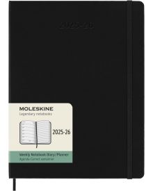 Moleskine 18 Monatskalender & Notizbuch 2026 Studienplaner 1 Woche auf 1 Seite XL Hardcover Schwarz