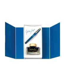 Pelikan Füllfederhalter Classic M200 Golden Lapis M mit Edelstein Ink Golden Lapis im Set