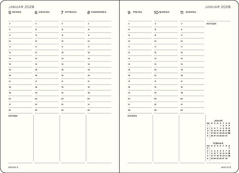Leuchtturm1917 18 Monatskalender akademischer Wochenplaner 2026 Medium A5 Hardcover