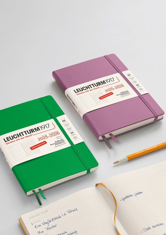 Leuchtturm1917 18 Monatskalender & Notizbuch 1 Woche auf 1 Seite 2026 Medium A5 Softcover Liniert