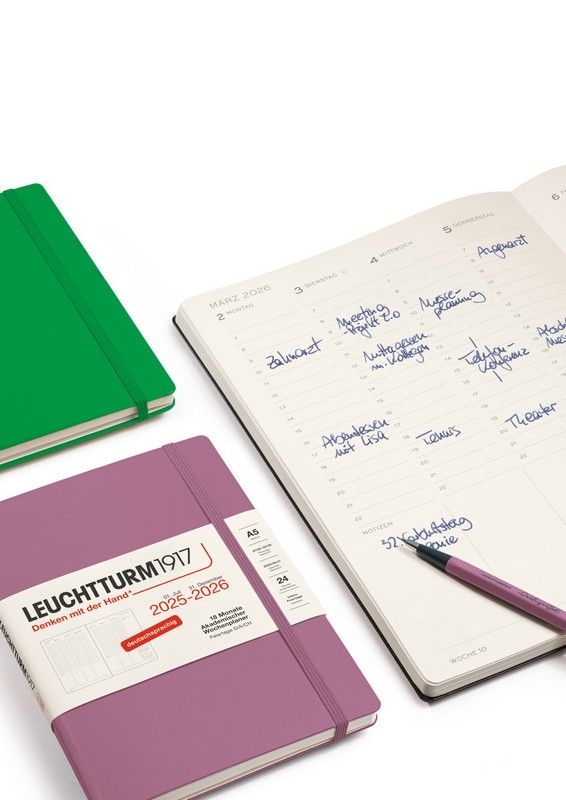 Leuchtturm1917 18 Monatskalender akademischer Wochenplaner 2026 Medium A5 Hardcover
