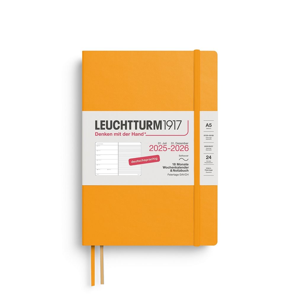 Leuchtturm1917 18 Monatskalender & Notizbuch 1 Woche auf 1 Seite 2026 Medium A5 Softcover Liniert