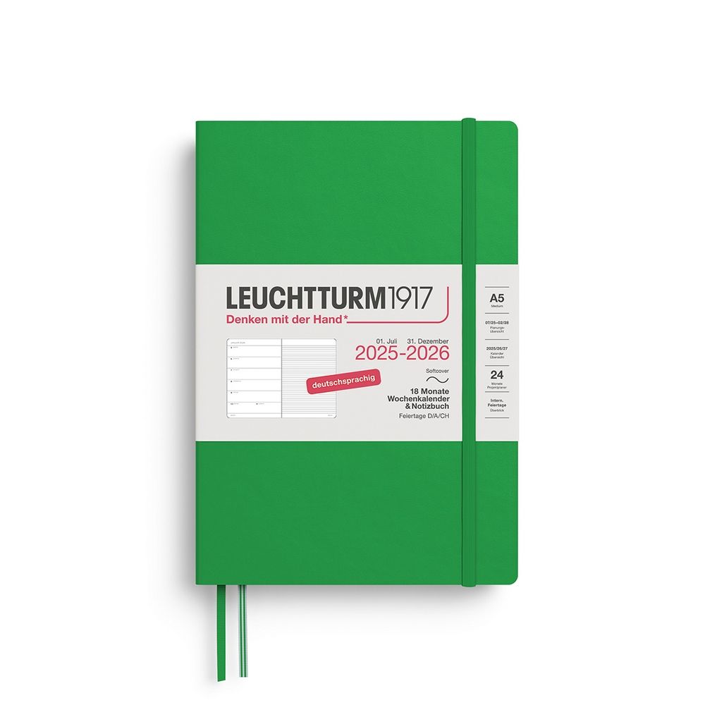 Leuchtturm1917 18 Monatskalender & Notizbuch 1 Woche auf 1 Seite 2026 Medium A5 Softcover Liniert