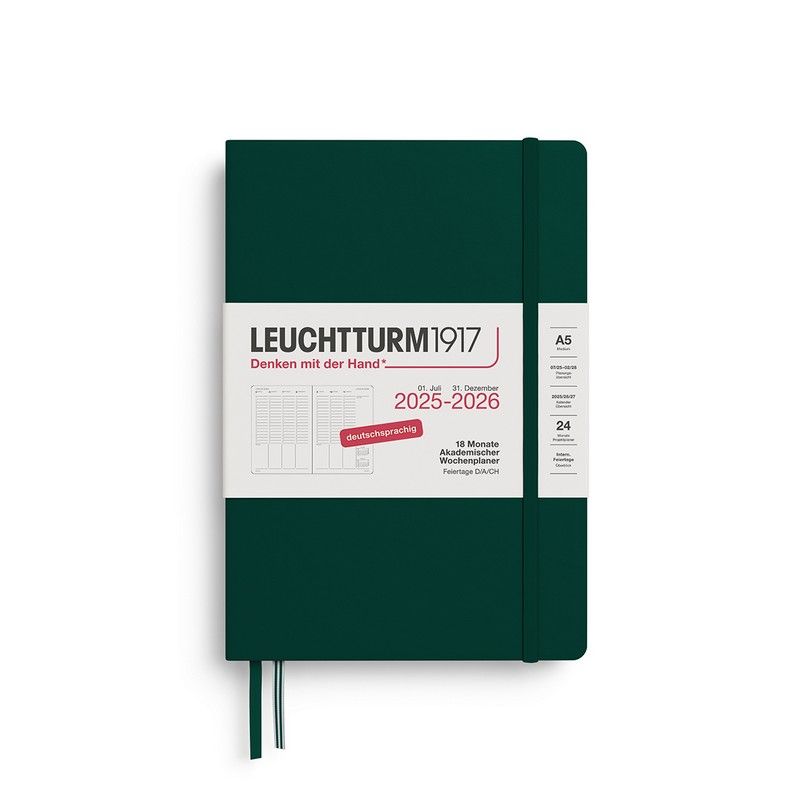 Leuchtturm1917 18 Monatskalender akademischer Wochenplaner 2026 Medium A5 Hardcover