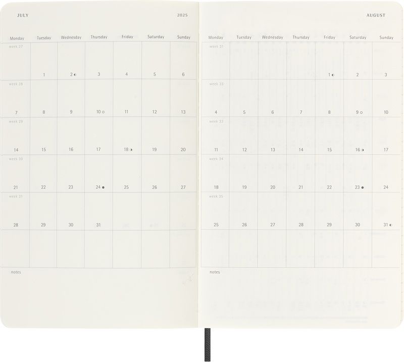 Moleskine Tageskalender 2025 Klassik 1 Tag auf 1 Seite Large Softcover