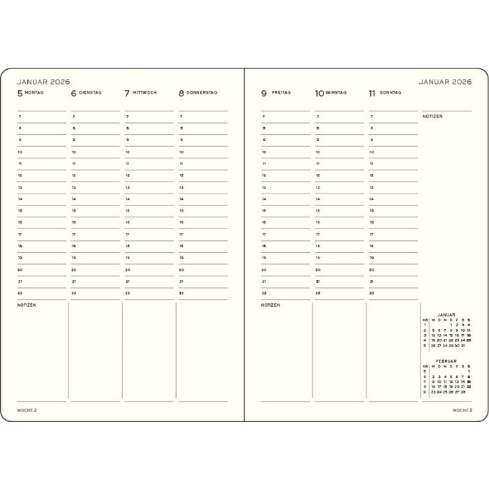 Leuchtturm1917 18 Monatskalender akademischer Wochenplaner 2026 Medium A5 Hardcover