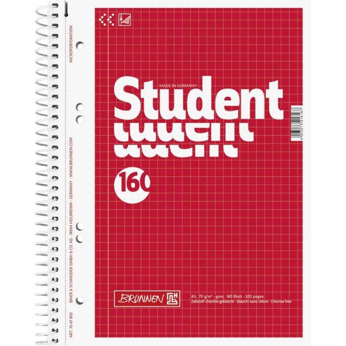 Brunnen Collegeblock Student A5 kariert 160 Blatt Brunnen Collegeblock Student A5 kariert 160 Blatt