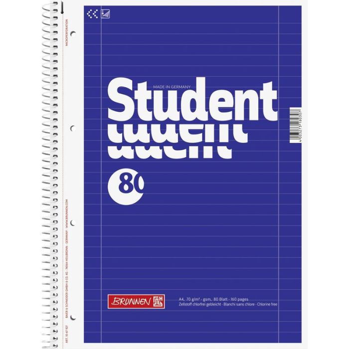 Brunnen Collegeblock Student A4 liniert 80 Blatt 