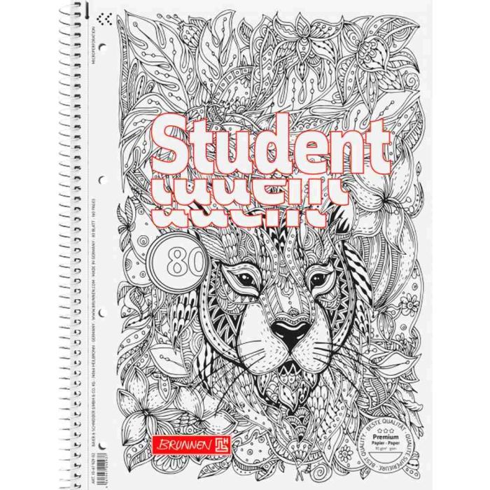 Brunnen Collegeblock Premium A4 ZENart Löwe punktkariert 80 Blatt Brunnen Collegeblock Premium A4 ZENart Löwe punktkariert 80 Blatt