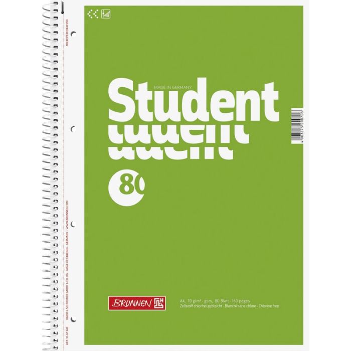 Brunnen Collegeblock Student A4 unliniert 80 Blatt Brunnen Collegeblock Student A4 unliniert 80 Blatt