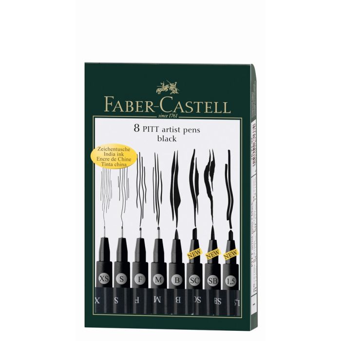 Faber-Castell Tuschestift PITT artist pen Fineliner schwarz 8 St./Pack. Faber-Castell Tuschestift PITT artist pen Fineliner schwarz 8 St./Pack.