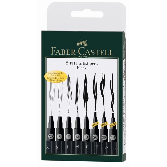 Faber-Castell Tuschestift PITT artist pen Fineliner schwarz 8 St./Pack.