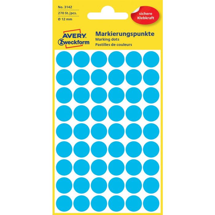Avery Zweckform 3142 Markierungspunkte, Ø 12 mm, blau Avery Zweckform 3142 Markierungspunkte, Ø 12 mm, blau