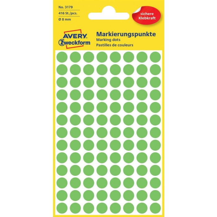 Avery Zweckform 3179 Markierungspunkte, Ø 8 mm, leuchtgrün Avery Zweckform 3179 Markierungspunkte, Ø 8 mm, leuchtgrün