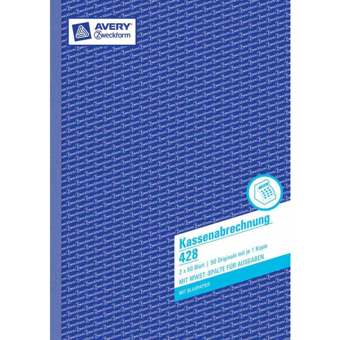 Avery Zweckform 428 Kassenabrechnung, DIN A4, weiß/gelb Avery Zweckform 428 Kassenabrechnung, DIN A4, weiß/gelb