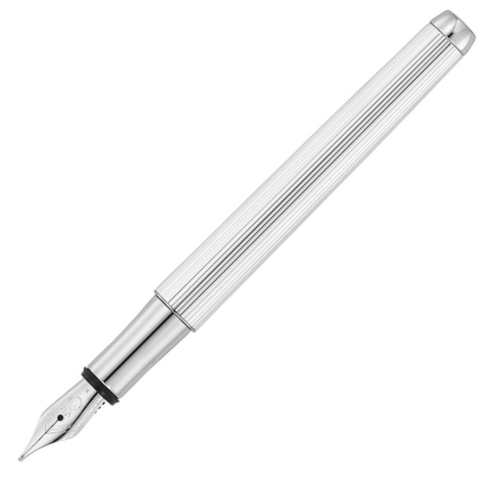 Waldmann Füllhalter Liberty Guillochiertes Nadelstreifen-Dekor silber M