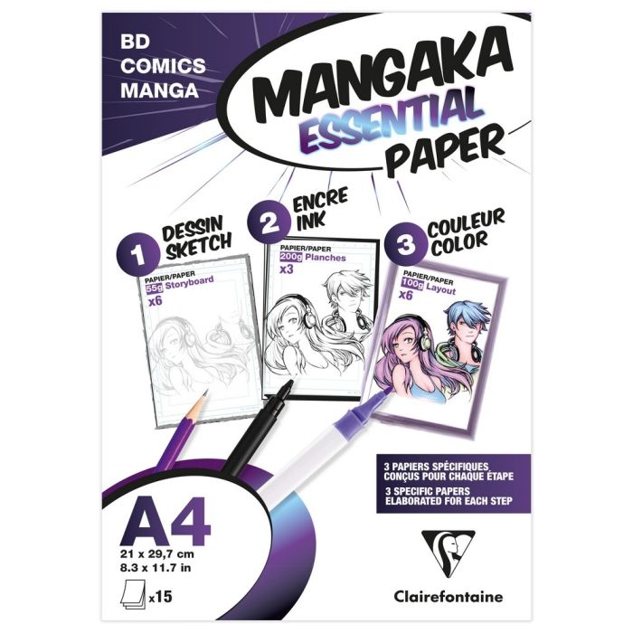 Clairefontaine Zeichenpapier Mangaka Essential Paper A4 15 Blatt Set Clairefontaine Zeichenpapier Mangaka Essential Paper A4 15 Blatt Set