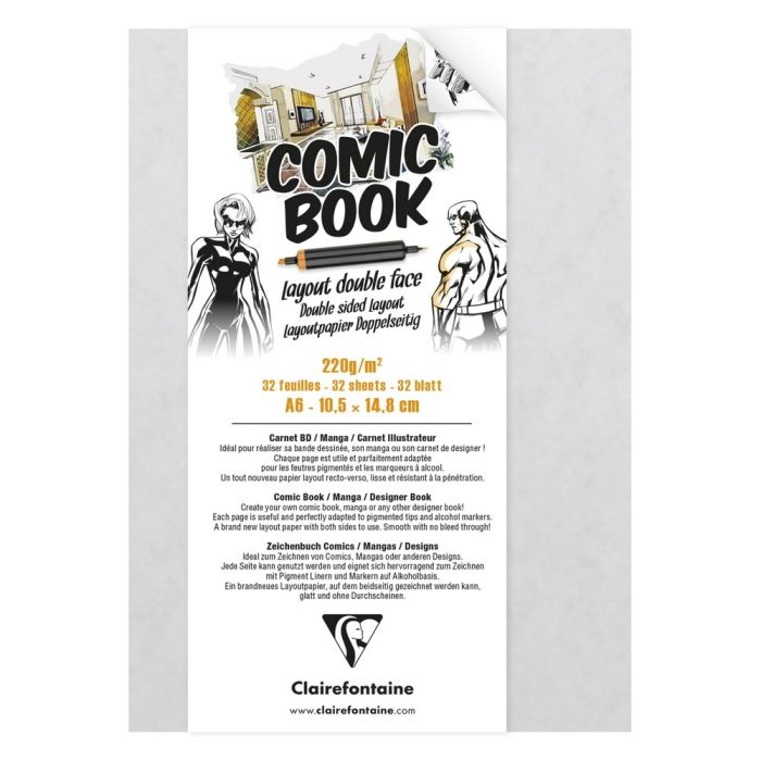 Clairefontaine Layoutbuch Comic Book Doppelseitig 10,5 x 14,8 cm A6 220 g/m² Clairefontaine Layoutbuch Comic Book Doppelseitig 10,5 x 14,8 cm A6 220 g/m²