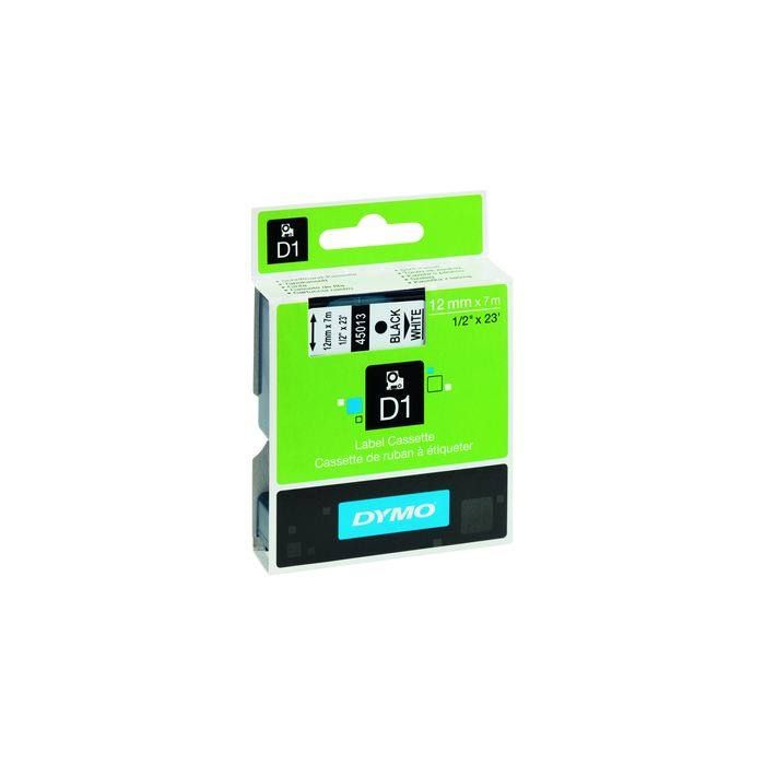 DYMO® Schriftbandkassette D1, 12 mm x 7 m (B x L), laminiert, Farbe des Schriftbandes: weiß, Druckfarbe: schwarz DYMO® Schriftbandkassette D1, 12 mm x 7 m (B x L), laminiert, Farbe des Schriftbandes: weiß, Druckfarbe: schwarz