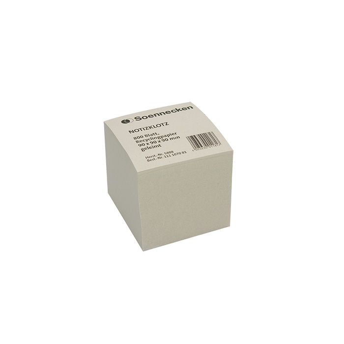 Soennecken Zettelklotz 9 x 9 x 9 cm (B x H x T), 80 g/qm, grau, 800 Bl.