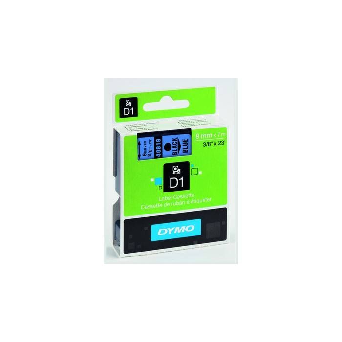 DYMO® Schriftbandkassette D1, 9 mm x 7 m (B x L), laminiert, Farbe des Schriftbandes: blau, Druckfarbe: schwarz