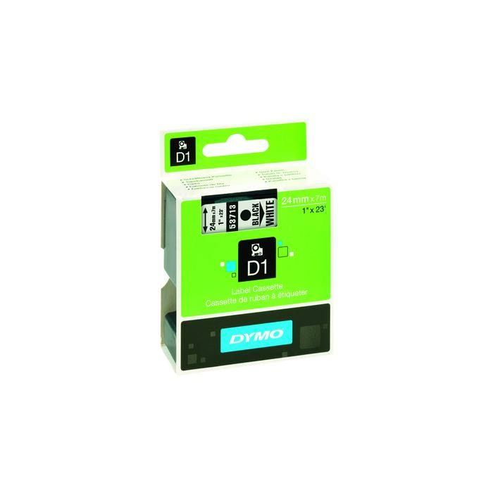 DYMO® Schriftbandkassette D1, 24 mm x 7 m (B x L), laminiert, Farbe des Schriftbandes: weiß, Druckfarbe: schwarz DYMO® Schriftbandkassette D1, 24 mm x 7 m (B x L), laminiert, Farbe des Schriftbandes: weiß, Druckfarbe: schwarz