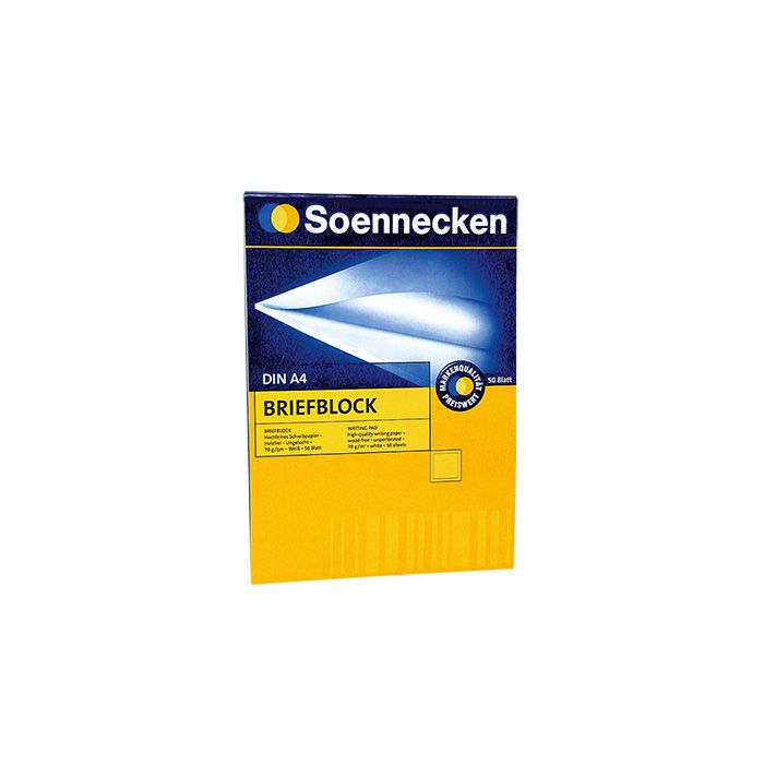 Soennecken Briefblock DIN A4, blanko, 50 Bl., Klebebindung, 70 g/qm, holzfrei, weiß Soennecken Briefblock DIN A4, blanko, 50 Bl., Klebebindung, 70 g/qm, holzfrei, weiß