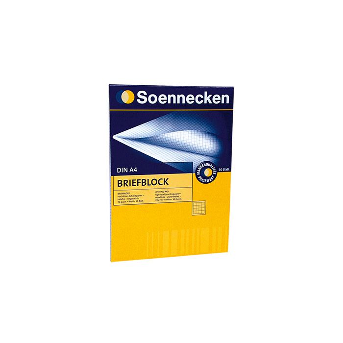 Soennecken Briefblock DIN A4, kariert, 50 Bl., Klebebindung, 70 g/qm, holzfrei, weiß Soennecken Briefblock DIN A4, kariert, 50 Bl., Klebebindung, 70 g/qm, holzfrei, weiß