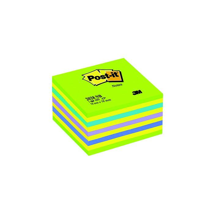Post-it® Haftnotizwürfel 76 x 45 x 76 mm (B x H x T), neonblau/grün, 450 Bl. Post-it® Haftnotizwürfel 76 x 45 x 76 mm (B x H x T), neonblau/grün, 450 Bl.
