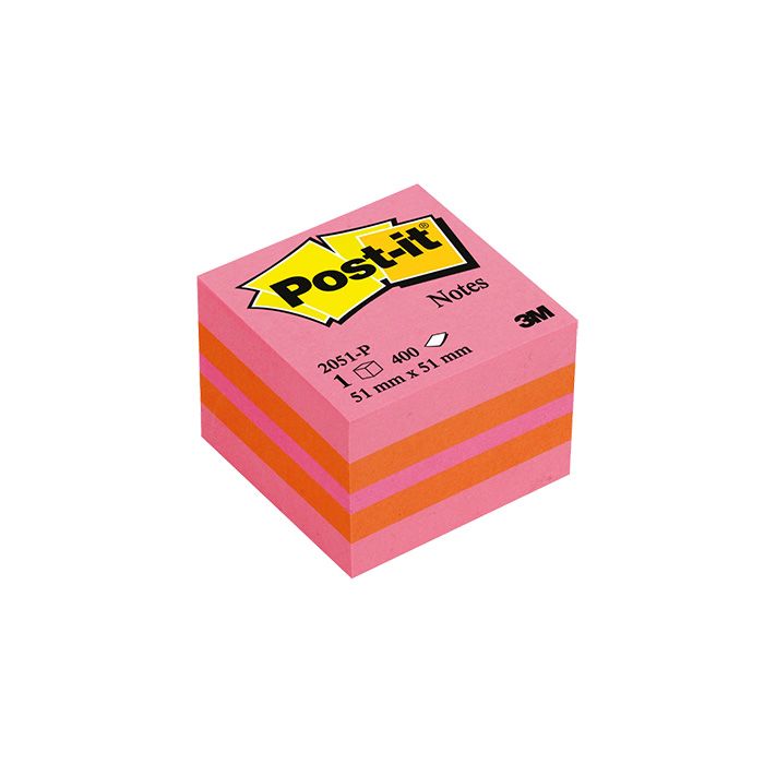 Post-it® Haftnotizwürfel Mini, 51 x 40 x 51 mm (B x H x T), pink, 400 Bl.