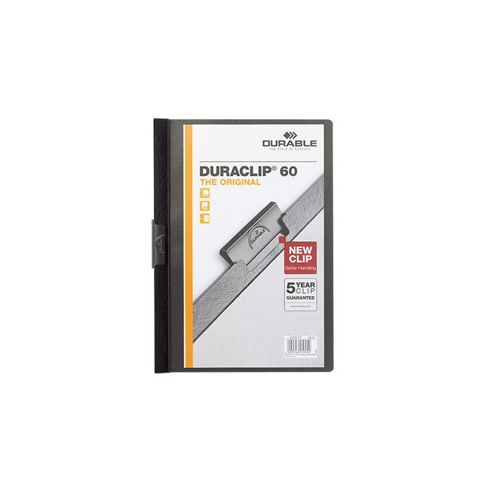 DURABLE Klemmmappe DURACLIP® 60, für: DIN A4, Kapazität: max. 60 Bl., Hartfolie, schwarz, Klemme: schwarz