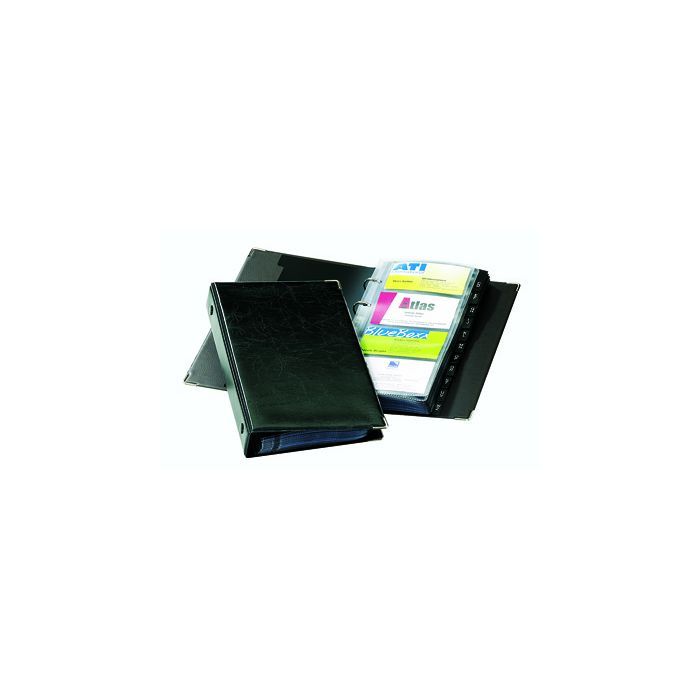 DURABLE Visitenkarten-Ringbuch VISIFIX®, für Kartengröße: max. 90 x 57 mm (B x H), 25 Hüllen, für: max. 200 Karten, 4-Ring-Mechanik, Register: A-Z, 14,5 x 4,5 x 25,5 cm (B x H x T), Polypropylen, schwarz