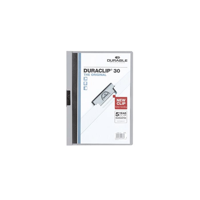 DURABLE Klemmmappe DURACLIP® 60, für: DIN A4, Kapazität: max. 60 Bl., Hartfolie, grau, Klemme: schwarz DURABLE Klemmmappe DURACLIP® 60, für: DIN A4, Kapazität: max. 60 Bl., Hartfolie, grau, Klemme: schwarz