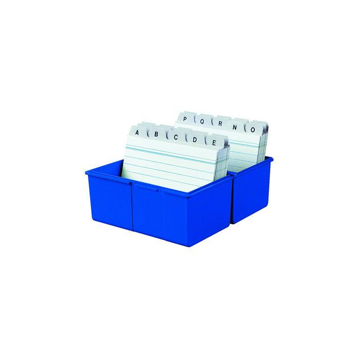 HAN Karteikasten für: DIN A7 quer, max. 300 Karten, 12,1 x 10,1 x 7,4 cm (B x H x T), Polystyrol, blau HAN Karteikasten für: DIN A7 quer, max. 300 Karten, 12,1 x 10,1 x 7,4 cm (B x H x T), Polystyrol, blau