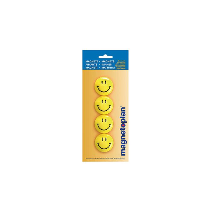 Magnetoplan® Magnet Smilies, 40 mm, gelb, 4 St./Pack. Magnetoplan® Magnet Smilies, 40 mm, gelb, 4 St./Pack.