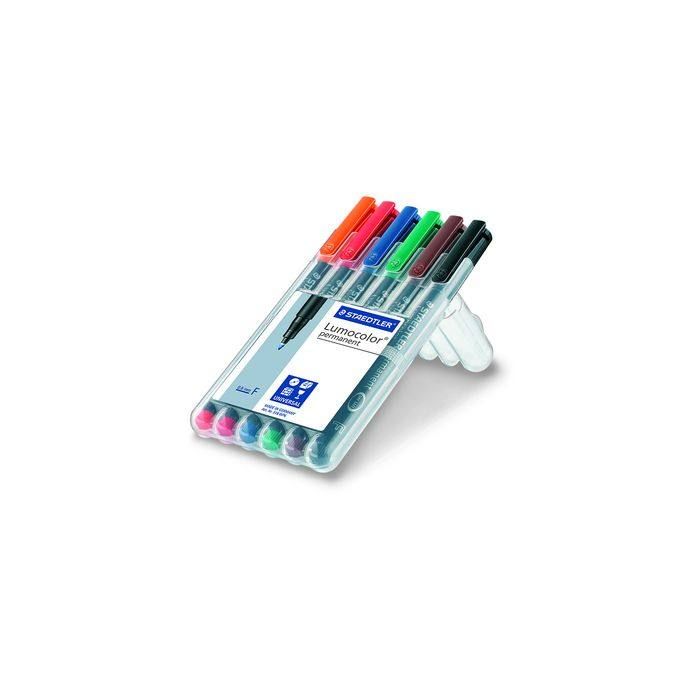 STAEDTLER® Folienschreiber Lumocolor® permanent, ca. 0,6 mm, Schreibfarbe: rot, blau, orange, grün, braun, schwarz, 6 St./Pack. STAEDTLER® Folienschreiber Lumocolor® permanent, ca. 0,6 mm, Schreibfarbe: rot, blau, orange, grün, braun, schwarz, 6 St./Pack.