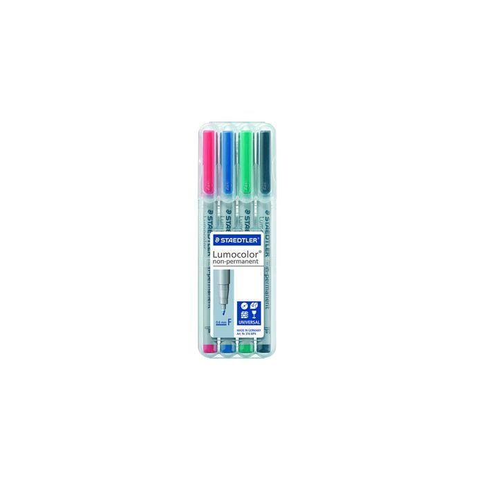STAEDTLER® Folienschreiber Lumocolor® non-permanent, ca. 0,6 mm, Schreibfarbe: rot, blau, grün, schwarz, 4 St./Pack. STAEDTLER® Folienschreiber Lumocolor® non-permanent, ca. 0,6 mm, Schreibfarbe: rot, blau, grün, schwarz, 4 St./Pack.