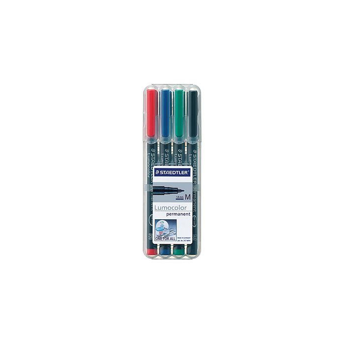 STAEDTLER® Folienschreiber Lumocolor®, ca. 1 mm, Schreibfarbe: rot, blau, grün, schwarz, 4 St./Pack. STAEDTLER® Folienschreiber Lumocolor®, ca. 1 mm, Schreibfarbe: rot, blau, grün, schwarz, 4 St./Pack.