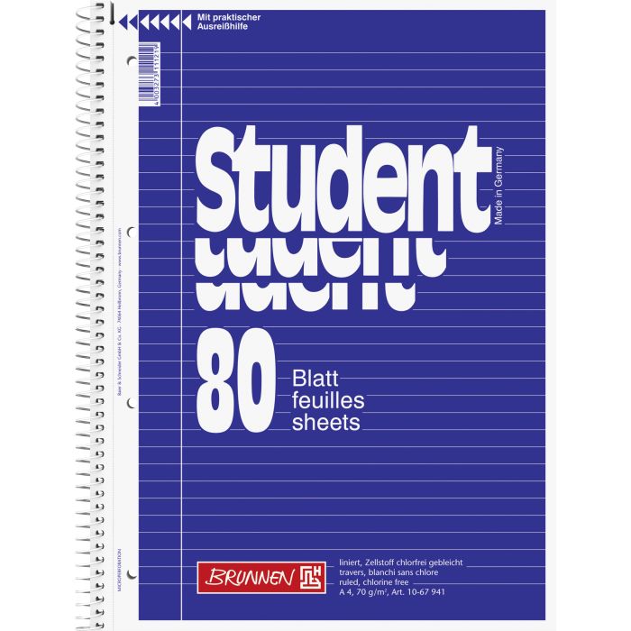 Brunnen Collegeblock A4 liniert 80 Blatt
