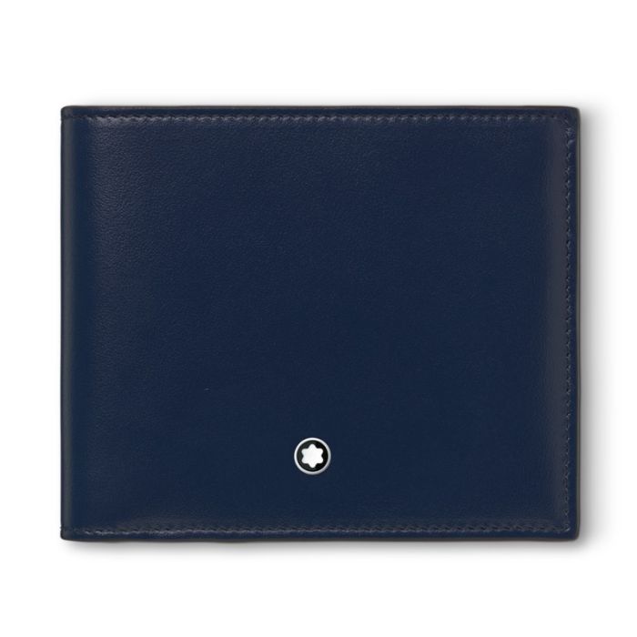 Montblanc Meisterstück Brieftasche 4 cc mit Münzfach Ink Blue Frontansicht Montblanc Meisterstück Brieftasche 4 cc mit Münzfach Ink Blue Frontansicht