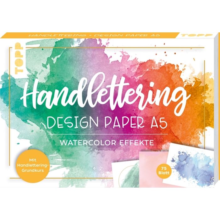 TOPP Kreativpaper: Handlettering Design Paper Block Watercolor Effekte A5 TOPP Kreativpaper: Handlettering Design Paper Block Watercolor Effekte A5