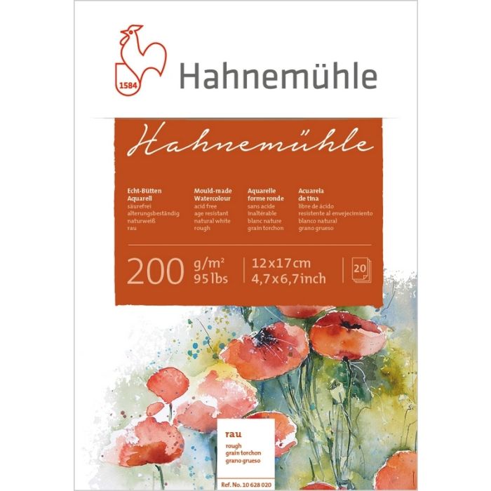 Hahnemühle Aquarellblock Echt-Bütten 12 x 17cm 200 g/m² rau Hahnemühle Aquarellblock Echt-Bütten 12 x 17cm 200 g/m² rau