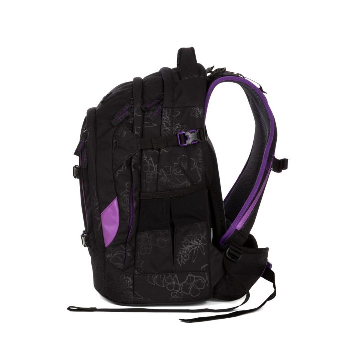 satch Schulrucksack pack Purple Hibiscus seitlich rechts