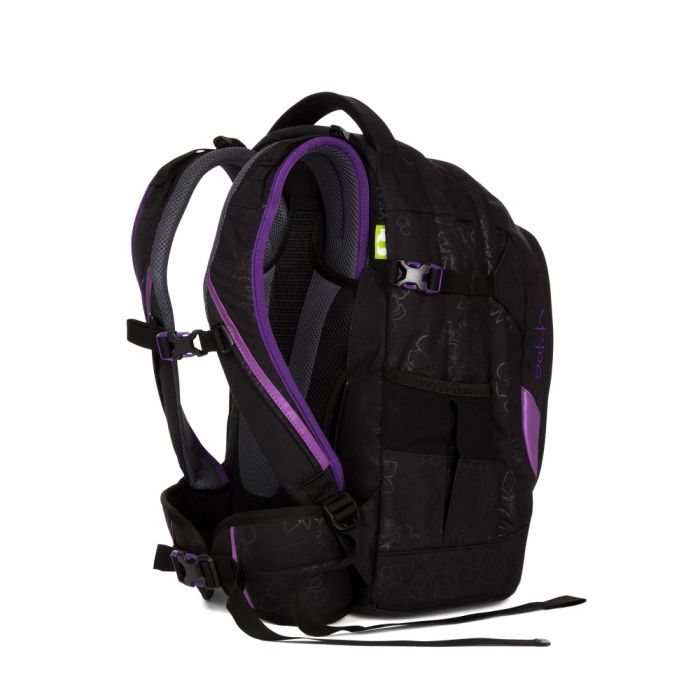 satch Schulrucksack pack Purple Hibiscus schräg hinten links