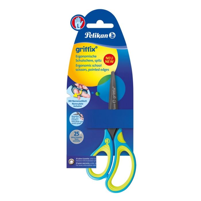 Pelikan Schulschere Griffix Linkshänder blau in Blisterkarte spitz