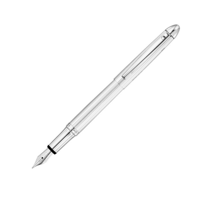 Waldmann Füllhalter Pocket Guillochiertes Linien-Dekor silber M geöffnet Waldmann Füllhalter Pocket Guillochiertes Linien-Dekor silber M geöffnet